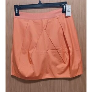 J CREW Pleated Sz 0 Short Pleated Skirt Women‎  Orange  Lined Cotton Stretch NEW